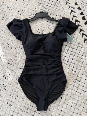 One-Piece Swimsuit with Ruffle Sleeves